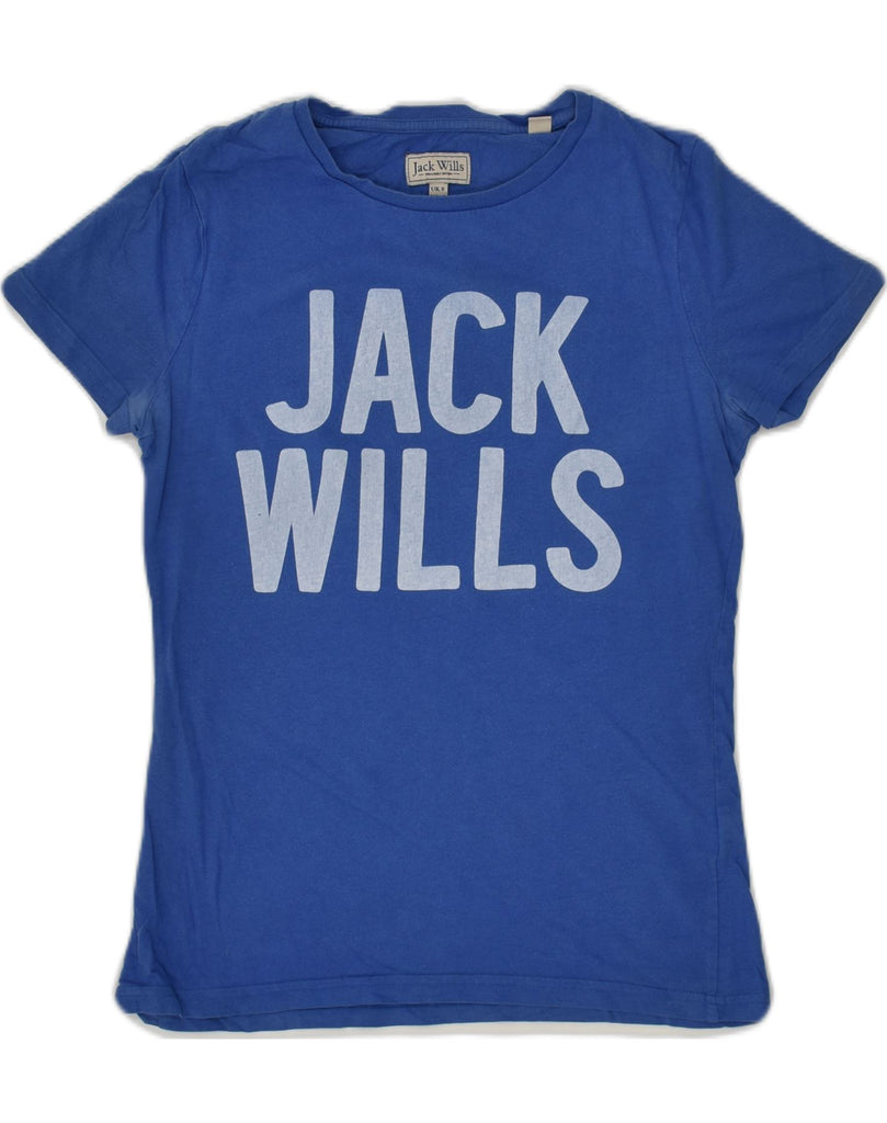 JACK WILLS Womens Graphic T-Shirt Top UK 8 Small Blue Cotton | Vintage Jack Wills | Thrift | Second-Hand Jack Wills | Used Clothing | Messina Hembry 