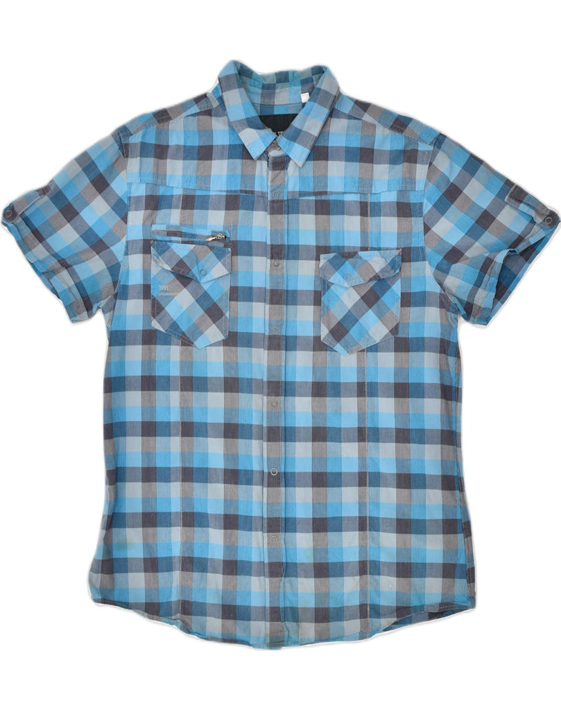 GUESS Mens Short Sleeve Shirt XL Blue Check Cotton | Vintage | Thrift | Second-Hand | Used Clothing | Messina Hembry 