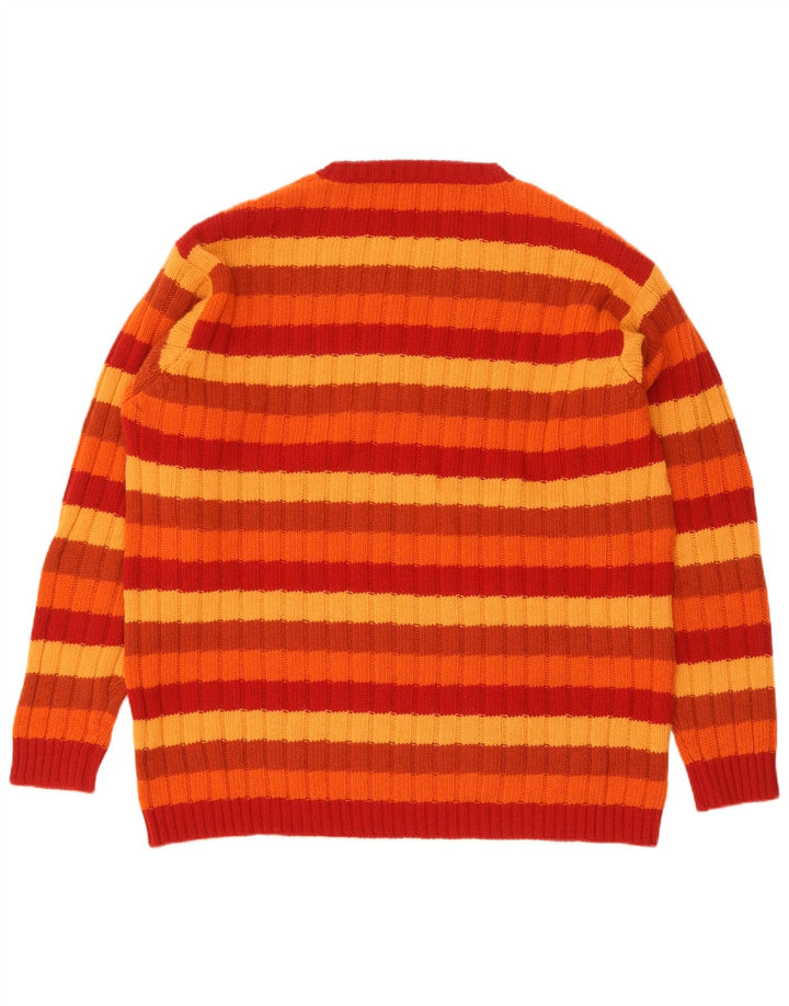 Vintage Mens Crew Neck Jumper Sweater Size 52 Large Multicoloured Striped
