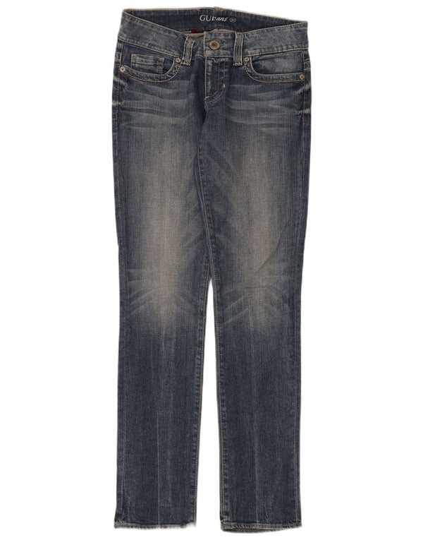 Guess Womens Low Waist Slim Jeans W30 L34 Blue Cotton