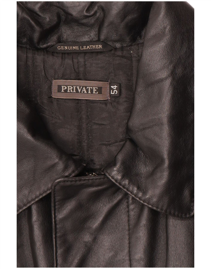 Private Mens Leather Jacket IT 54 2XL Black Leather
