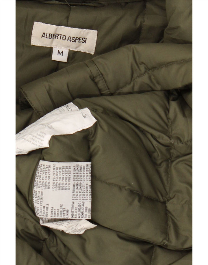 ALBERTO ASPESI Womens Hooded Padded Coat UK 14 Medium Khaki Polyester