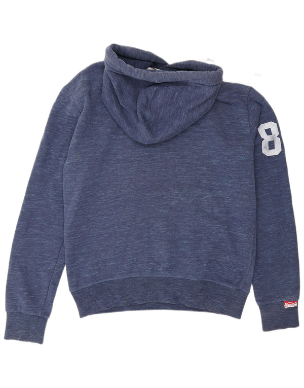 Superdry Mens Graphic Hoodie Jumper Medium Navy Blue Flecked Cotton