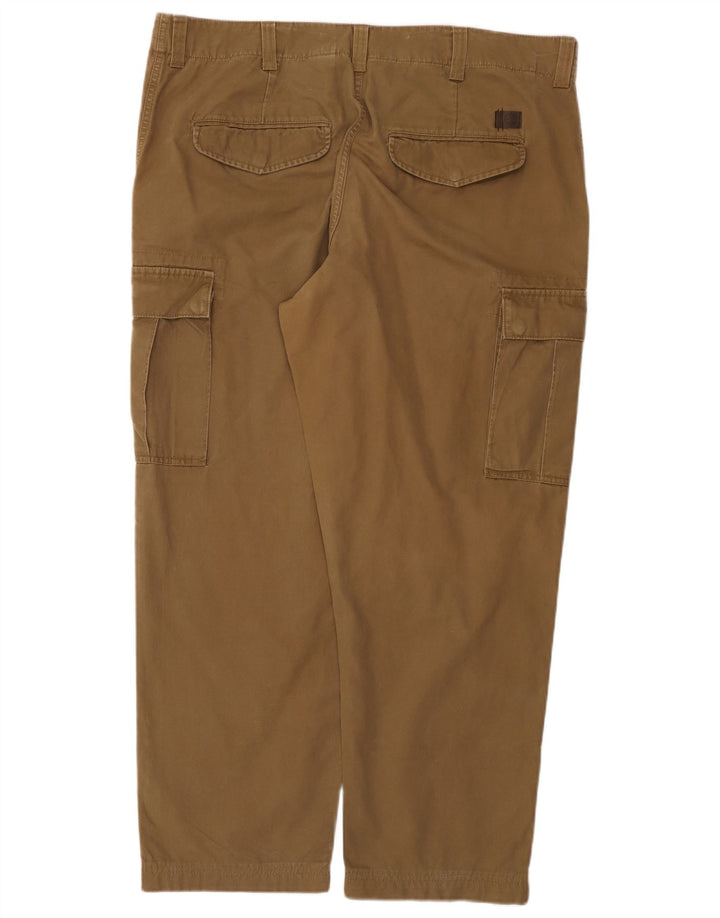 Timberland Mens Straight Cargo Trousers W38 L29 Brown Cotton