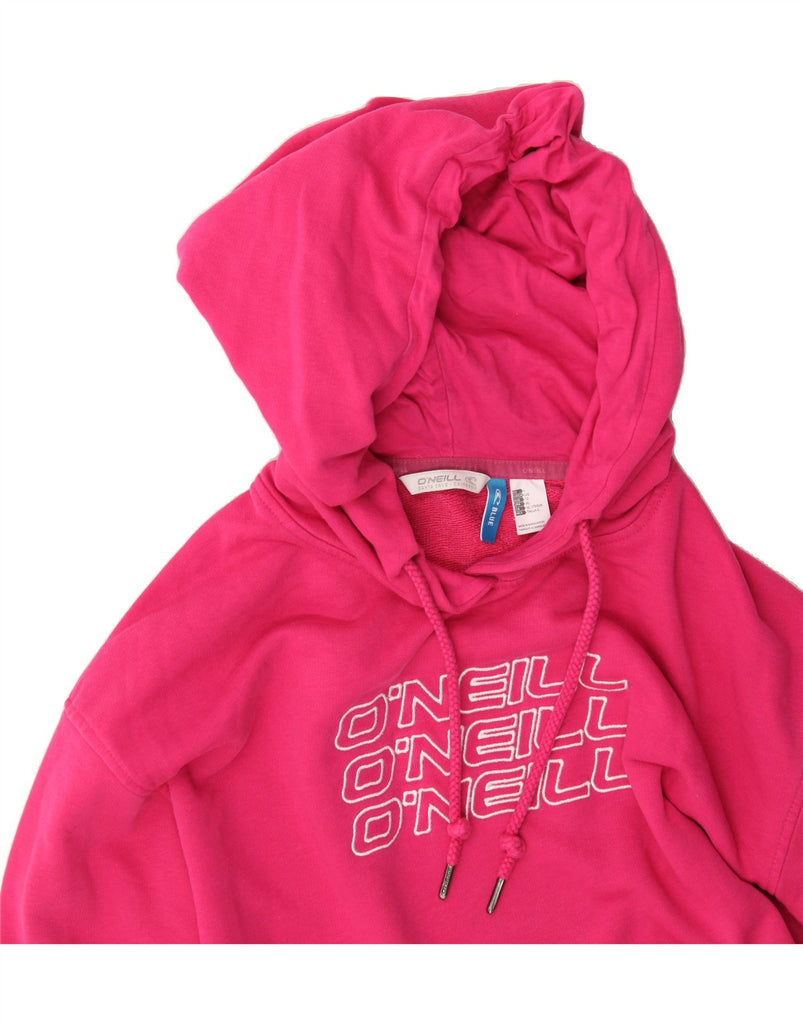 O'NEILL Womens Graphic Hoodie Jumper UK 16 Large Pink Cotton Vintage O'Neill and Second-Hand O'Neill from Messina Hembry 