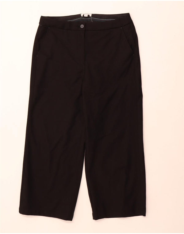 White Stuff Womens Cropped Trousers UK 12 Medium W32 L24 Black Cotton