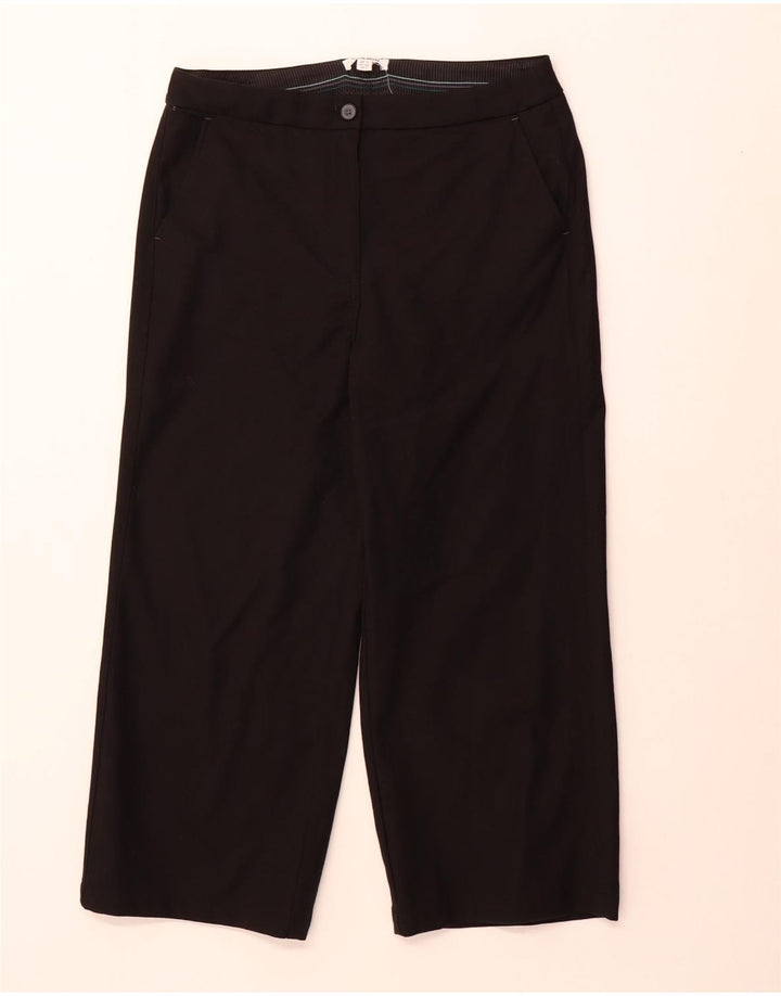 White Stuff Womens Cropped Trousers UK 12 Medium W32 L24 Black Cotton
