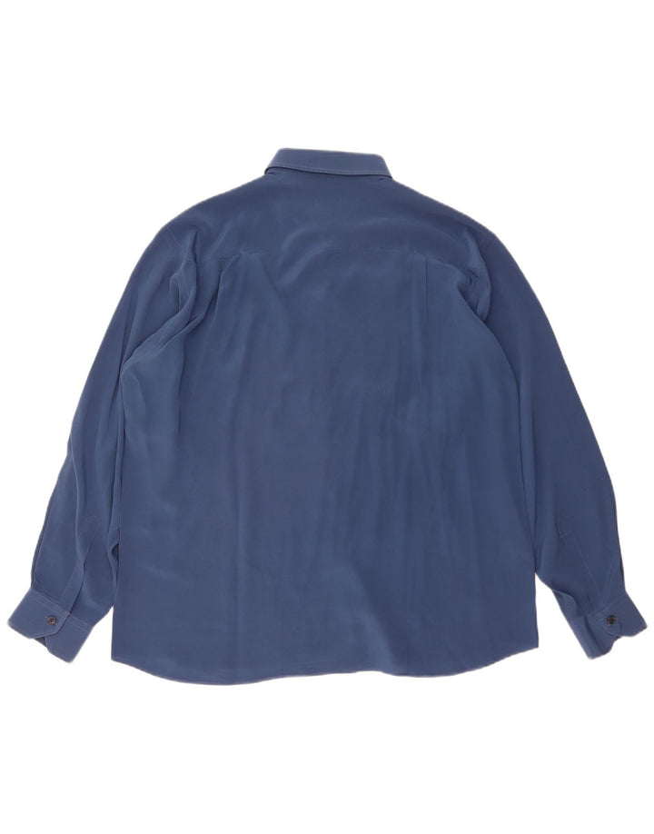 CASSERA Mens Shirt Size 42 16 1/2 Large Navy Blue Silk