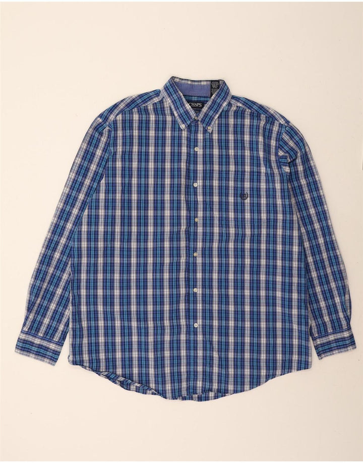 CHAPS Mens Shirt 2XL Blue Check Cotton Vintage Chaps and Second-Hand Chaps from Messina Hembry 