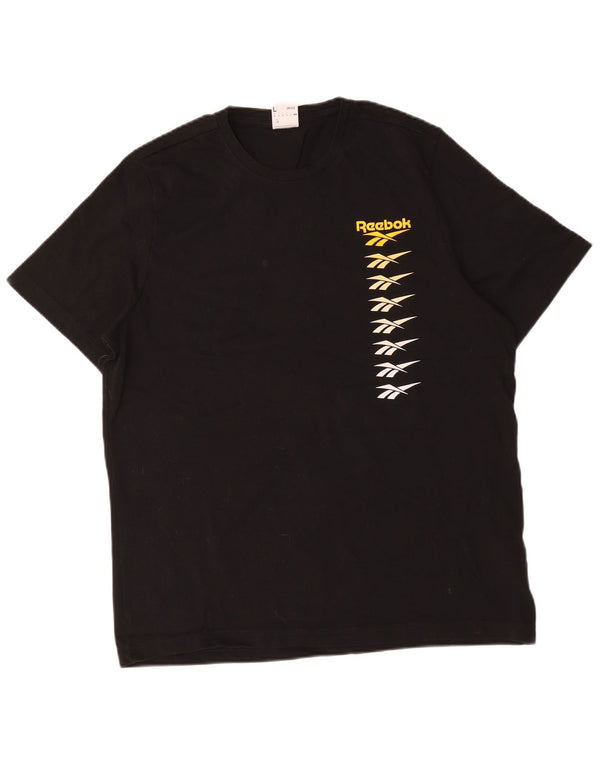 Reebok Mens Graphic T-Shirt Top Large Black Cotton