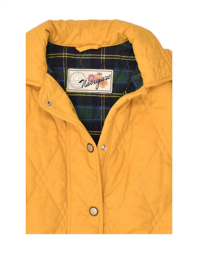 NAVIGARE Womens Padded Jacket UK 14 Medium Yellow Polyester | Vintage Navigare | Thrift | Second-Hand Navigare | Used Clothing | Messina Hembry 