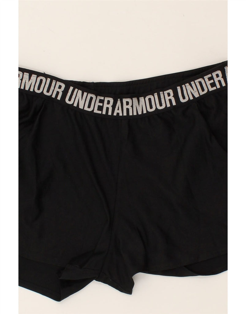 UNDER ARMOUR Womens Graphic Sport Shorts UK 14 Large Black | Vintage Under Armour | Thrift | Second-Hand Under Armour | Used Clothing | Messina Hembry 