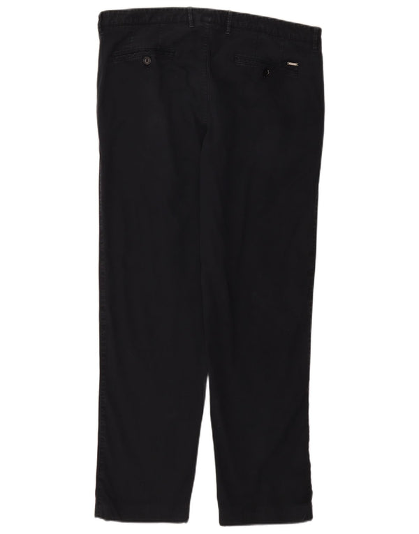 Hugo Boss Mens Straight Chino Trousers IT 50 Large W34 L29 Navy Blue Cotton
