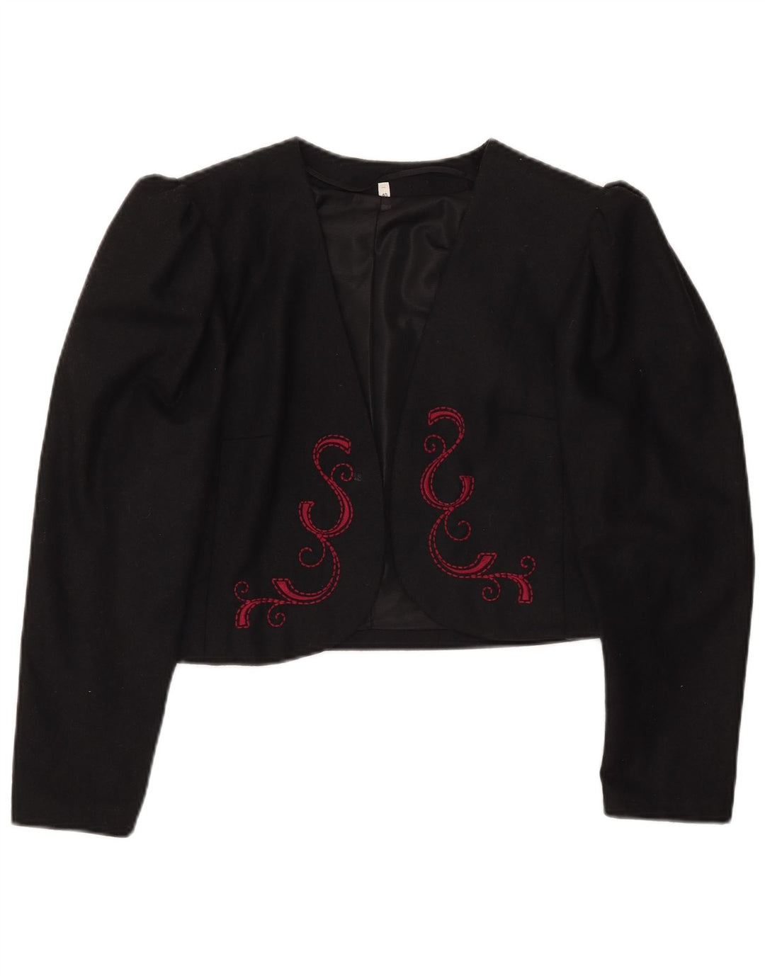 Vintage Womens Crop Blazer Jacket EU 40 Medium Black Polyester