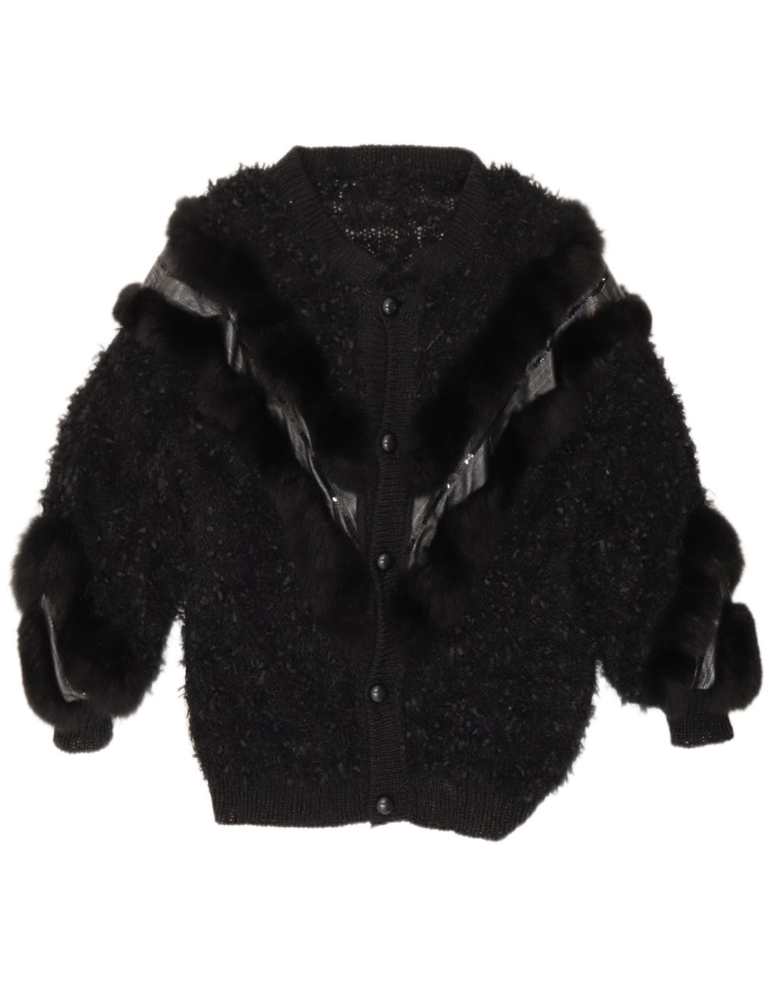 Vintage Womens Cardigan Sweater UK 16 Large Black