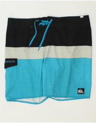 QUIKSILVER Mens Swimming Shorts Large Blue Colourblock Polyester