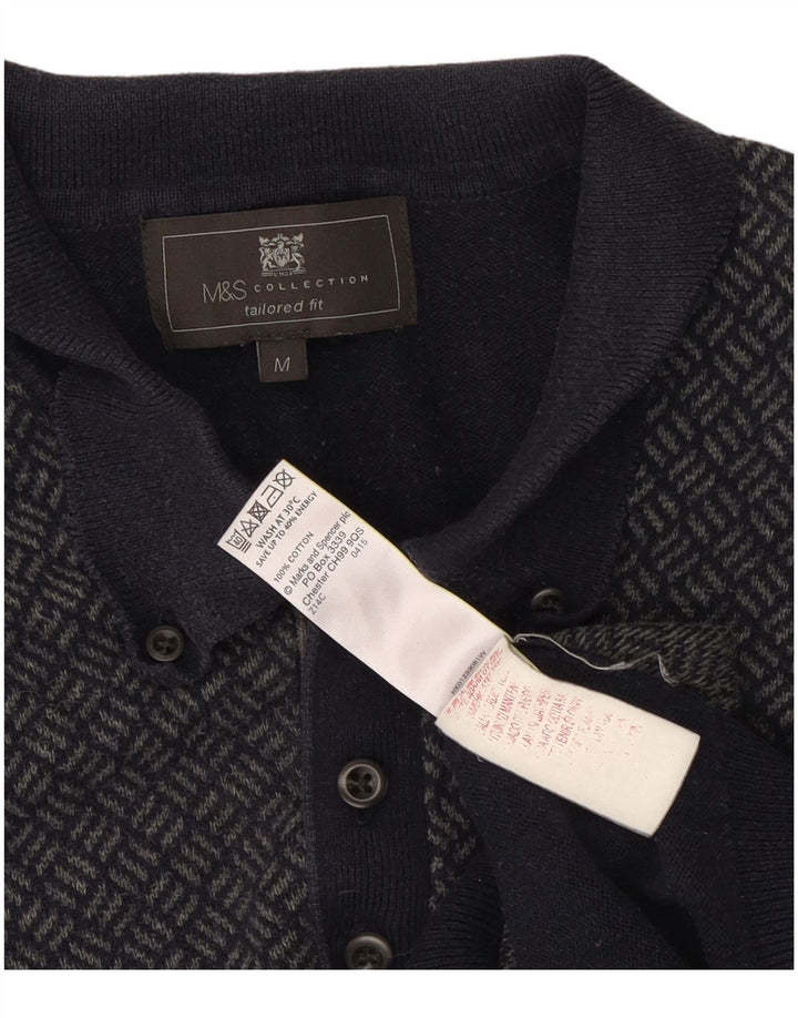 Marks & Spencer Mens Tailored Fit Polo Neck Jumper Sweater Medium Navy Blue