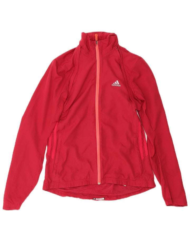 ADIDAS Womens Clima Proof Tracksuit Top Jacket UK 8 Small  Red Polyester