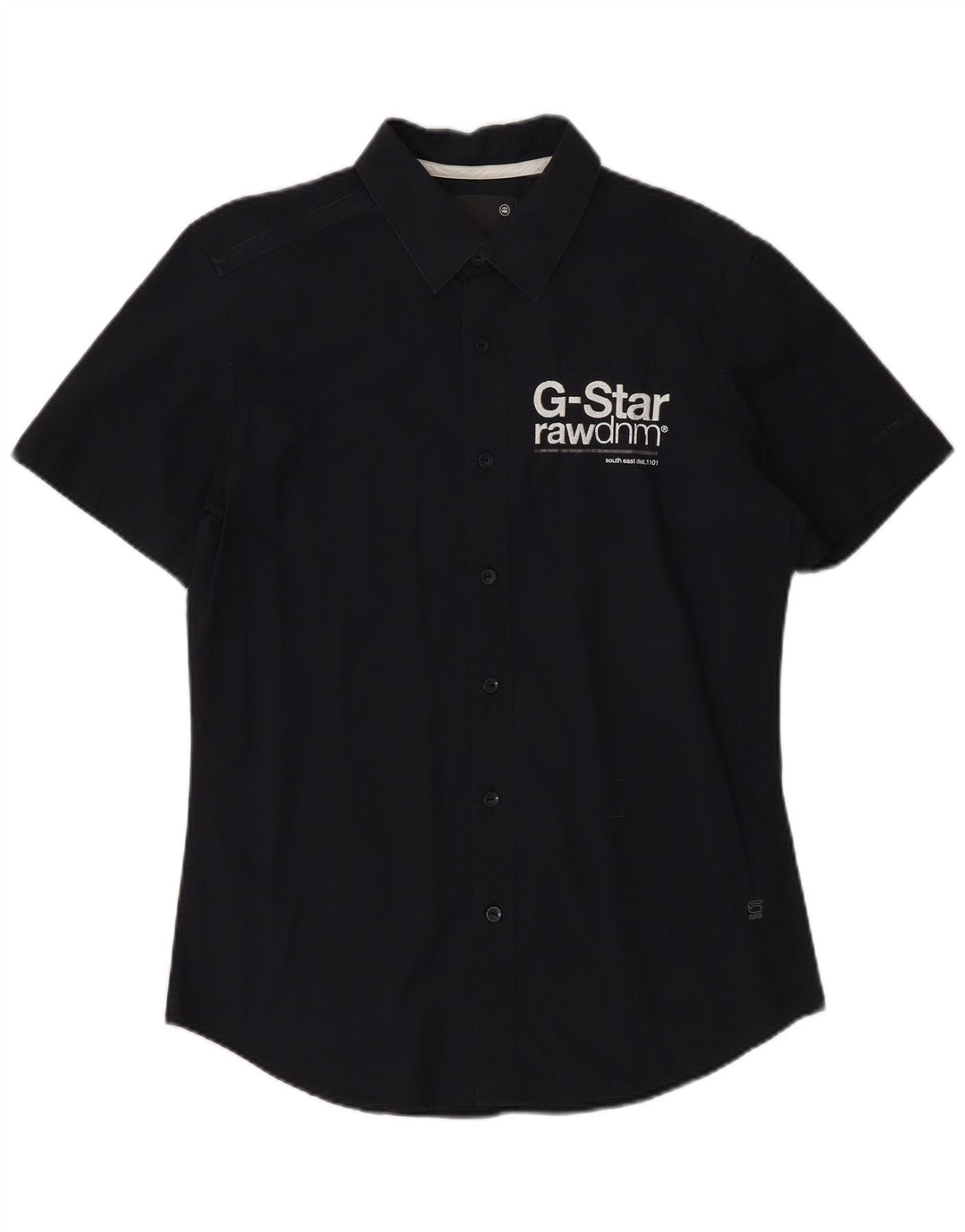 G-Star Mens Short Sleeve Shirt Medium Navy Blue Cotton