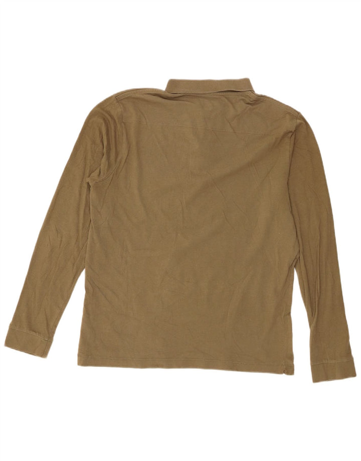 French Connection Mens Long Sleeve Regular Fit Polo Shirt Medium Khaki