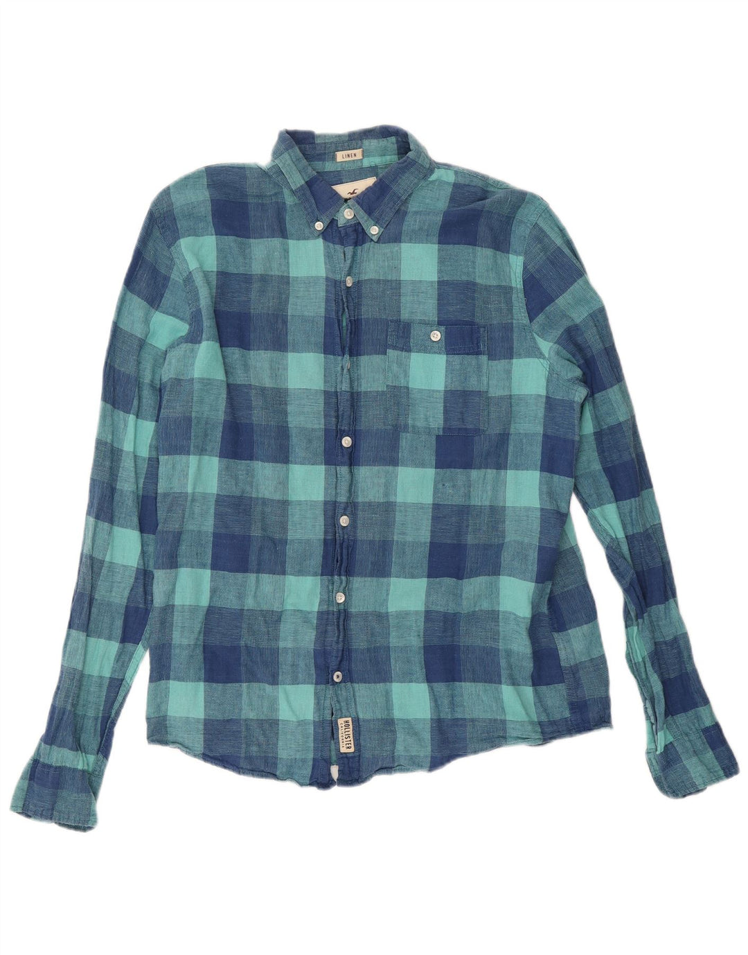 Hollister Mens Shirt XL Blue Check Linen