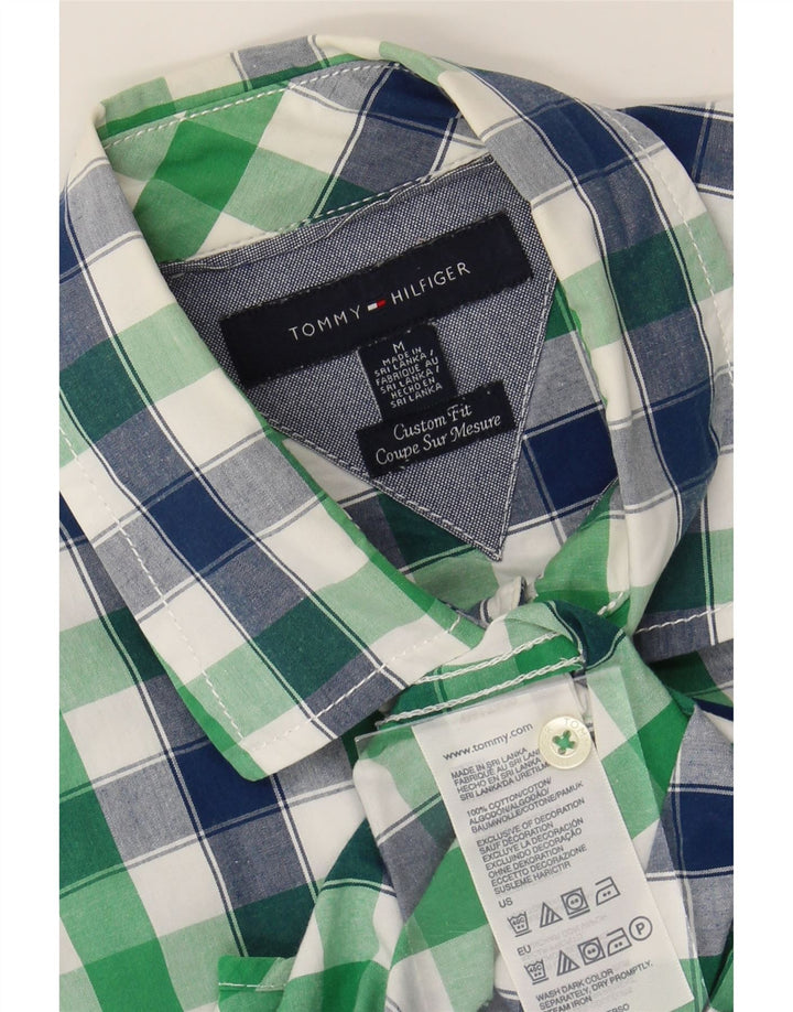 TOMMY HILFIGER Mens Custom Fit Short Sleeve Shirt Medium Green Check Vintage Tommy Hilfiger and Second-Hand Tommy Hilfiger from Messina Hembry 