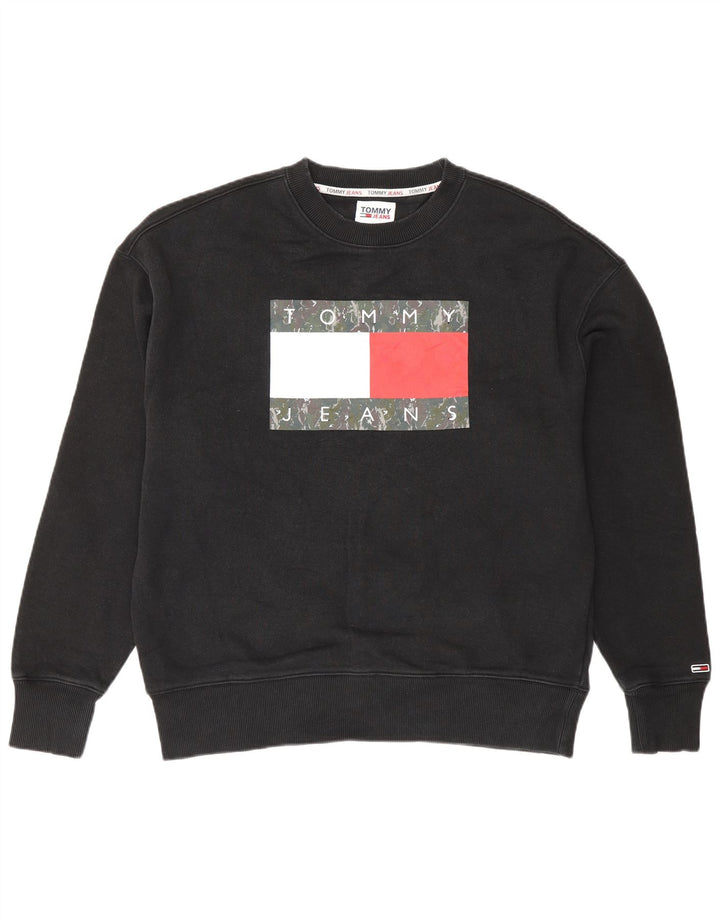 Tommy Hilfiger Mens Graphic Sweatshirt Jumper Small Black Colourblock