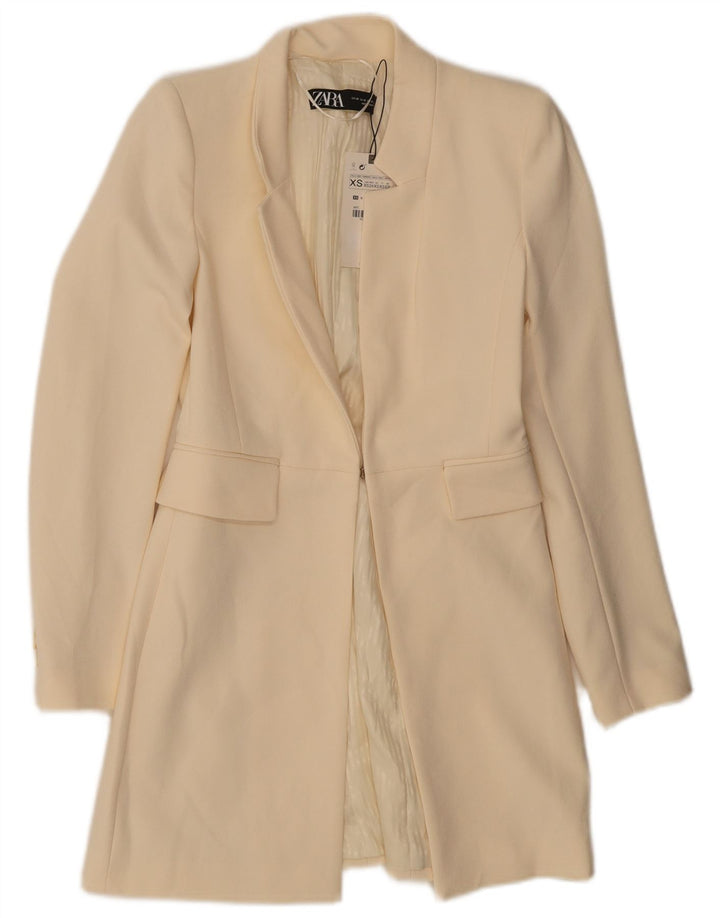 Zara Womens Overcoat UK 6 XS White Polyester