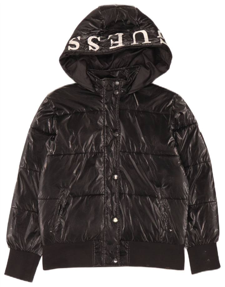 Guess Girls Hooded Padded Jacket 13-14 Years Black Polyurethane