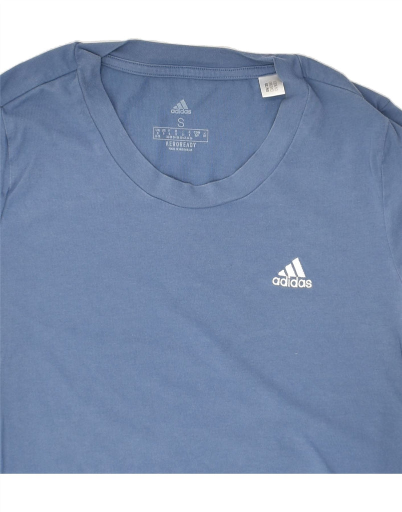 ADIDAS Womens Aeroready T-Shirt Top UK 8/10 Small Blue Cotton | Vintage Adidas | Thrift | Second-Hand Adidas | Used Clothing | Messina Hembry 