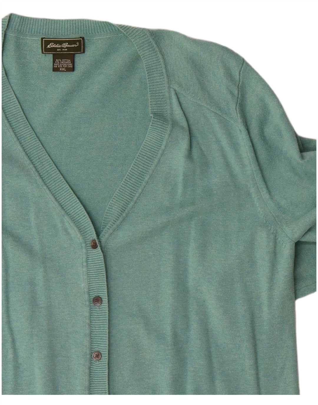 EDDIE BAUER Womens Cardigan Sweater UK 20 2XL Green Cotton