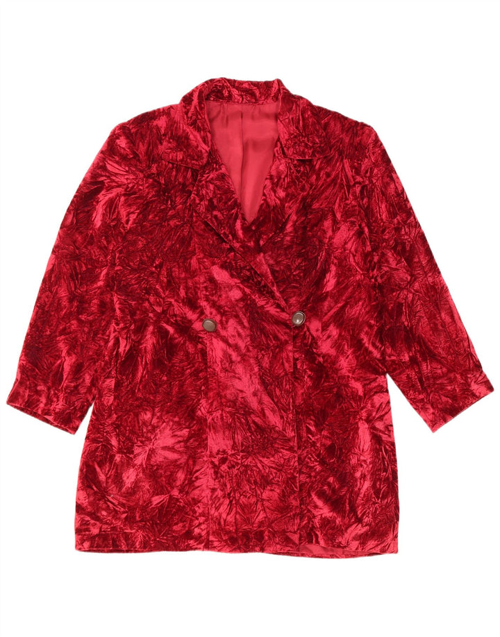 Vintage Womens Longline Abstract Pattern Blazer Jacket UK 14 Medium Red
