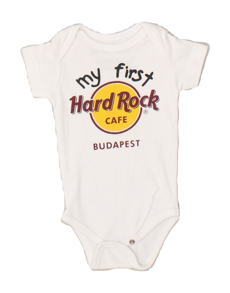 HARD ROCK CAFE Baby Boys Budapest Graphic Bodysuit 3-6 Months White Cotton | Vintage Hard Rock Cafe | Thrift | Second-Hand Hard Rock Cafe | Used Clothing | Messina Hembry 