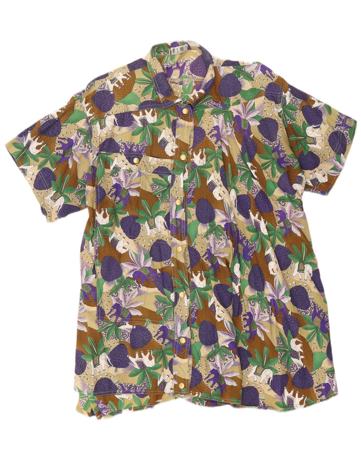 Vintage Womens Short Sleeve Shirt Blouse IT 46 Large Multicoloured