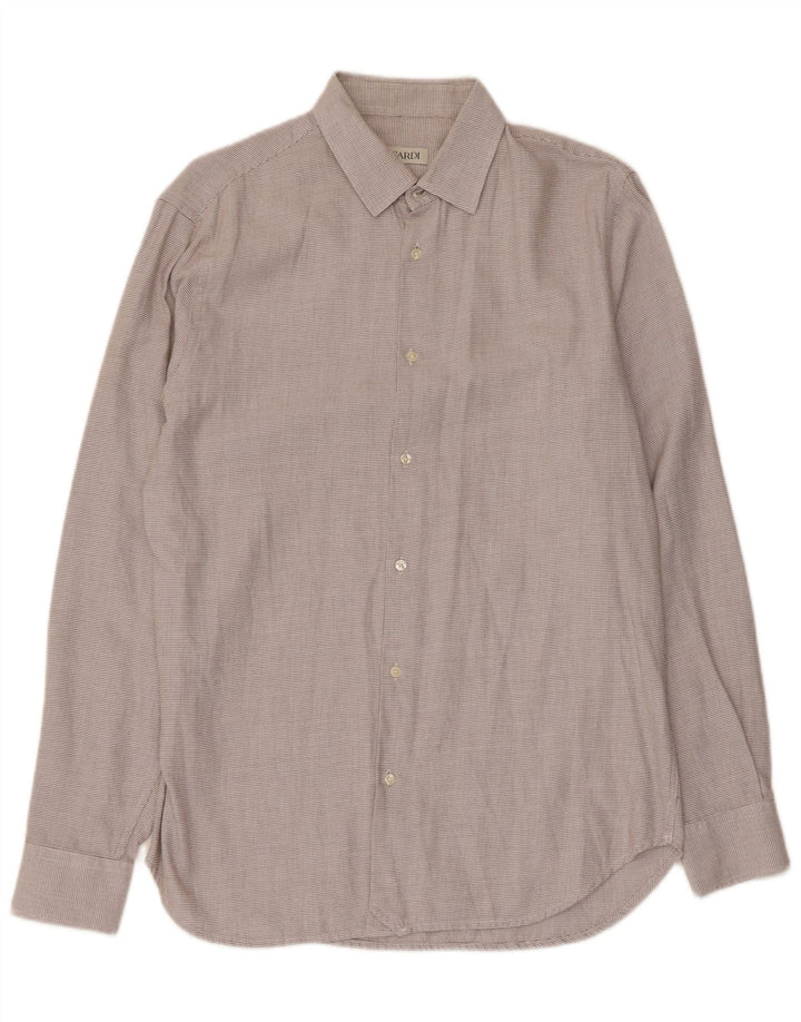 Trussardi Mens Regular Fit Shirt Size 41 Large Grey Geometric Cotton