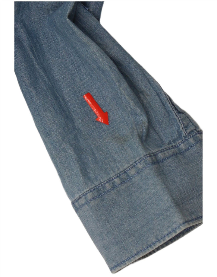 Penguin Mens Heritage Slim Fit Denim Shirt Large Blue Cotton