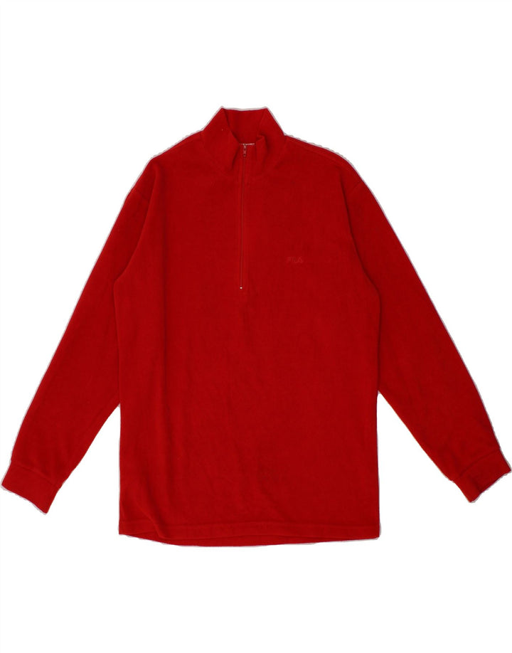 FILA Mens Zip Neck Fleece Jumper Small Red Vintage Fila and Second-Hand Fila from Messina Hembry 