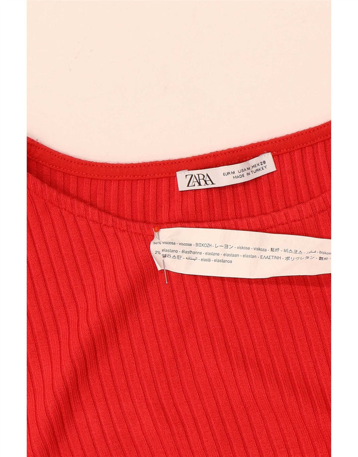 Zara Womens T-Shirt Top UK 12 Medium Red Viscose