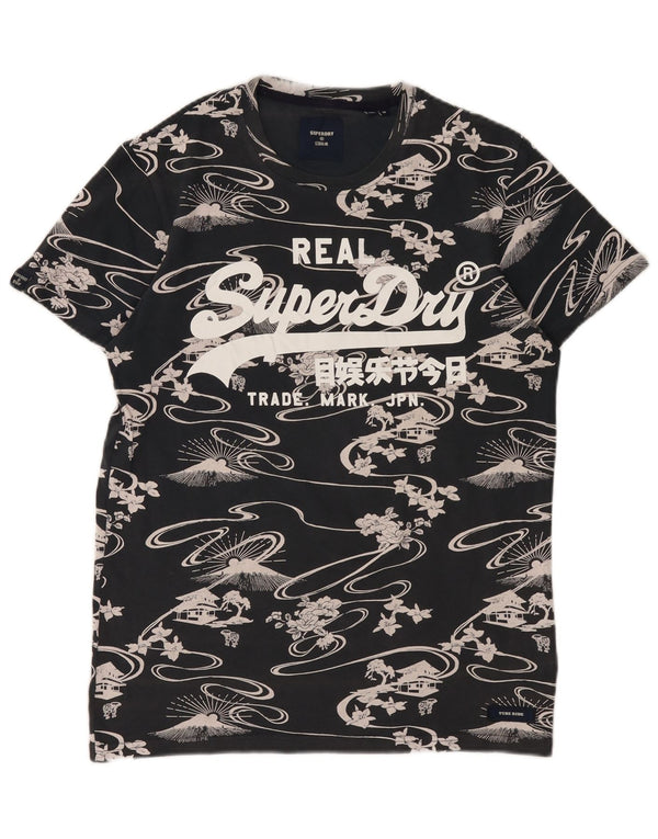 Superdry Mens Graphic T-Shirt Top Medium Black Floral Cotton