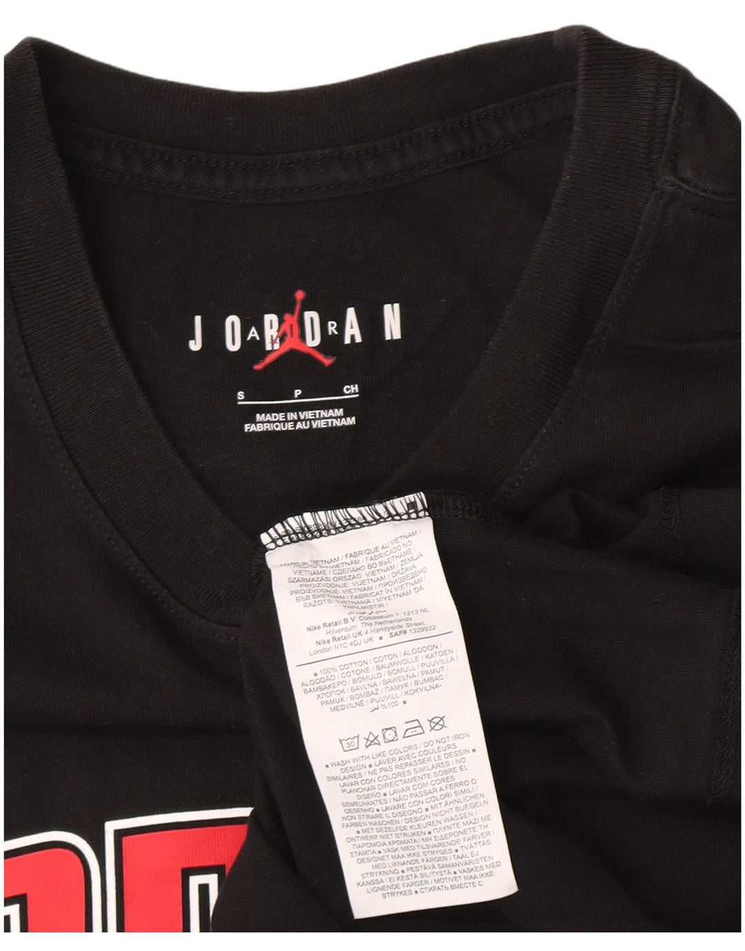 Jordan Mens Graphic T-Shirt Top Small Black Cotton
