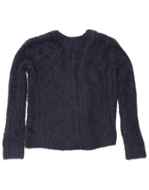 Marks & Spencer Womens Cardigan Sweater UK 14 Medium Navy Blue Polyester