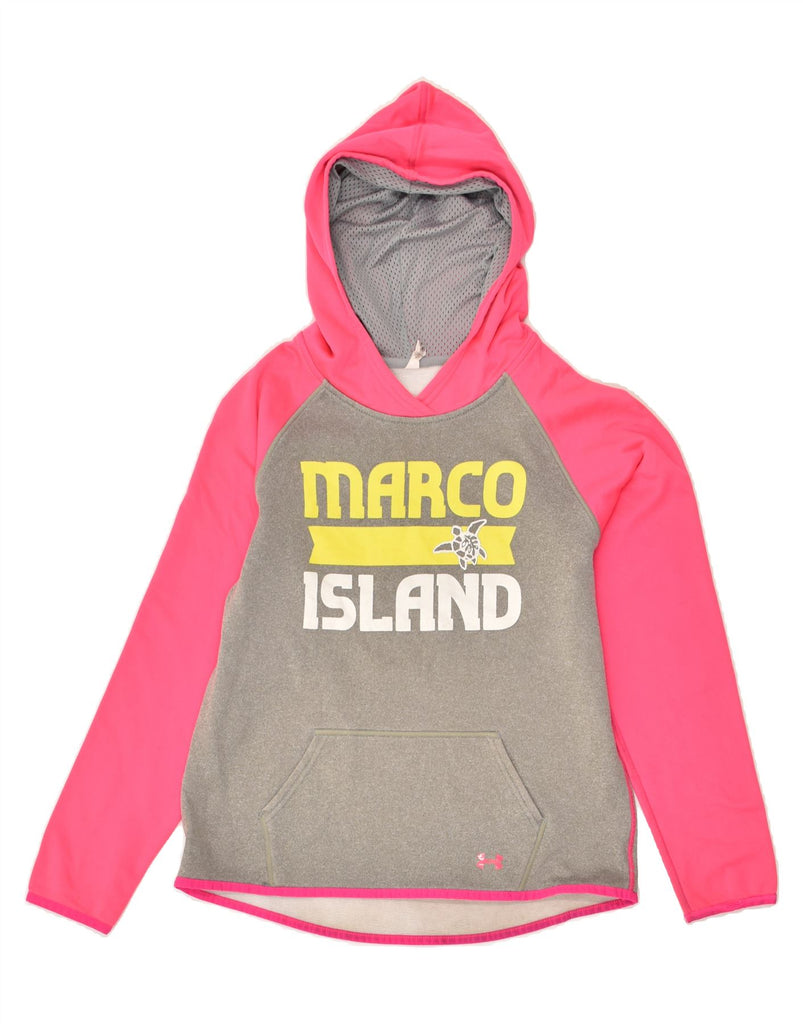 UNDER ARMOUR Girls Graphic Hoodie Jumper 12-13 Years Large Pink | Vintage Under Armour | Thrift | Second-Hand Under Armour | Used Clothing | Messina Hembry 