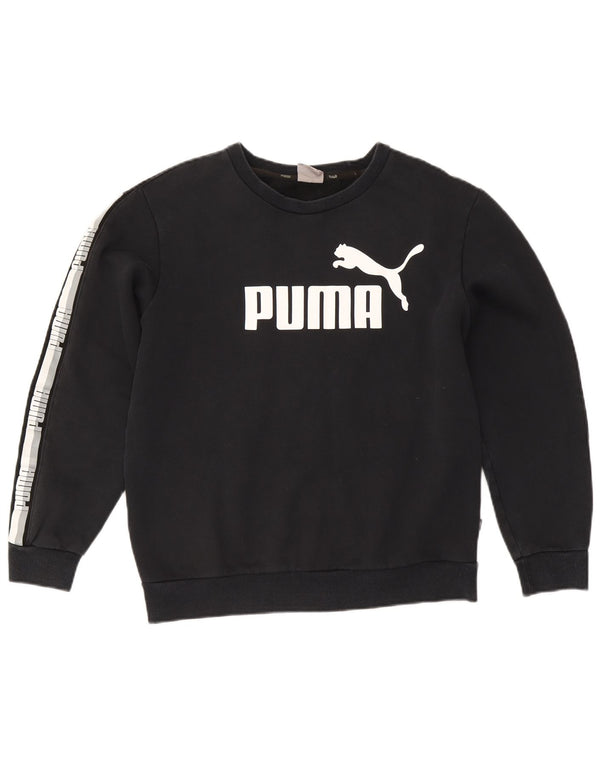 Puma Womens Graphic Sweatshirt Jumper UK 14 Medium Navy Blue Colourblock