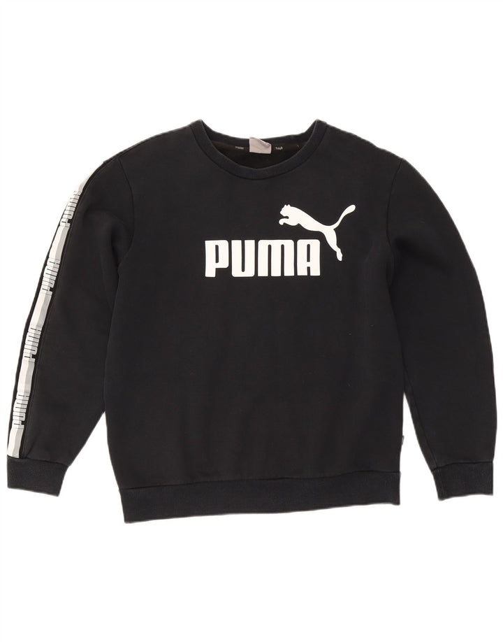 Puma Womens Graphic Sweatshirt Jumper UK 14 Medium Navy Blue Colourblock