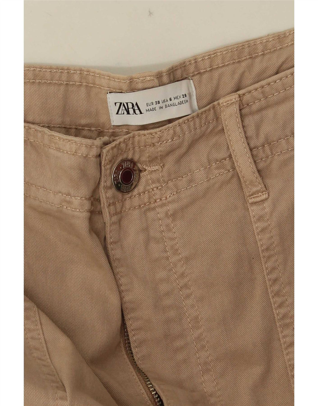 Zara Womens Straight Cargo Trousers EU 38 Small W28 L33 Beige