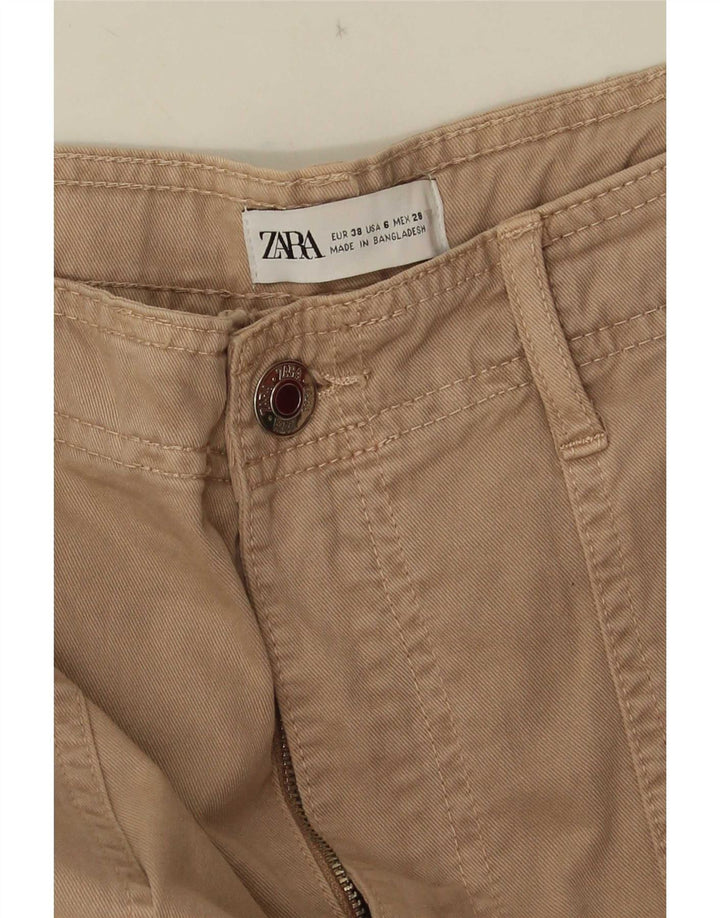 Zara Womens Straight Cargo Trousers EU 38 Small W28 L33 Beige