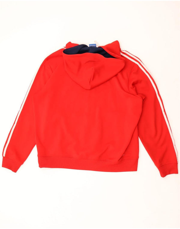 Adidas Mens Zip Hoodie Sweater XL Red Polyester