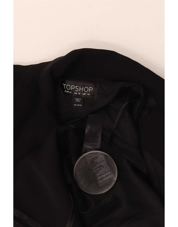 Topshop Womens Open Blazer Jacket UK 14 Large Black Polyester
