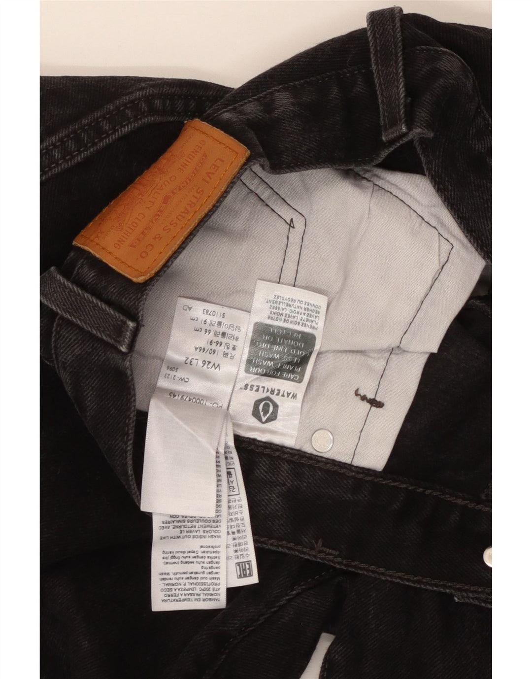 Levi's Womens 501 Straight Jeans W26 L32 Black Cotton