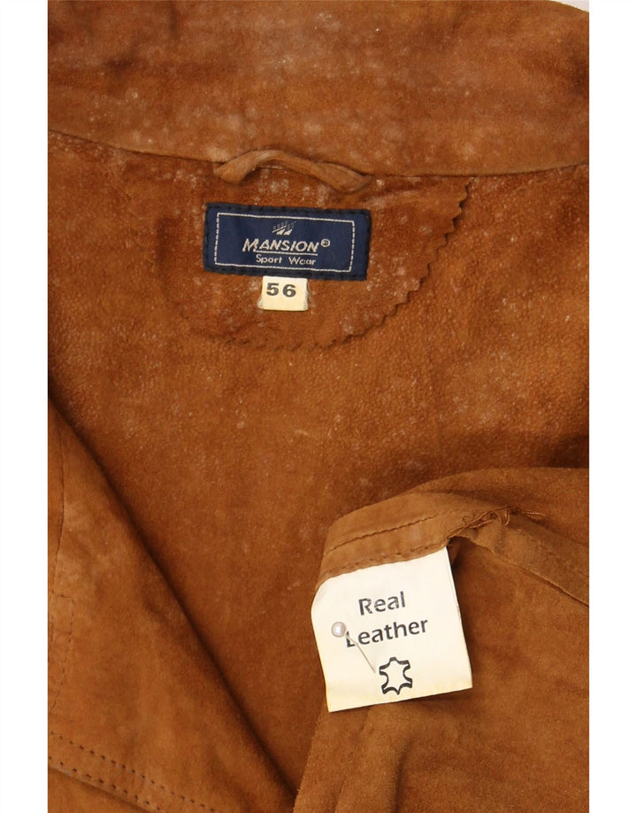 Vintage Mens Suede Jacket IT 56 3XL Beige Leather